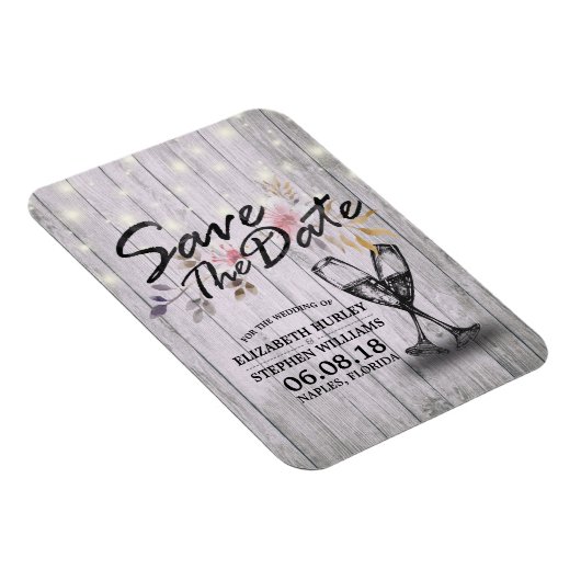 Hochzeit speichern Sie das Datum Champagner Glass  Magnet (Rechte Seite)