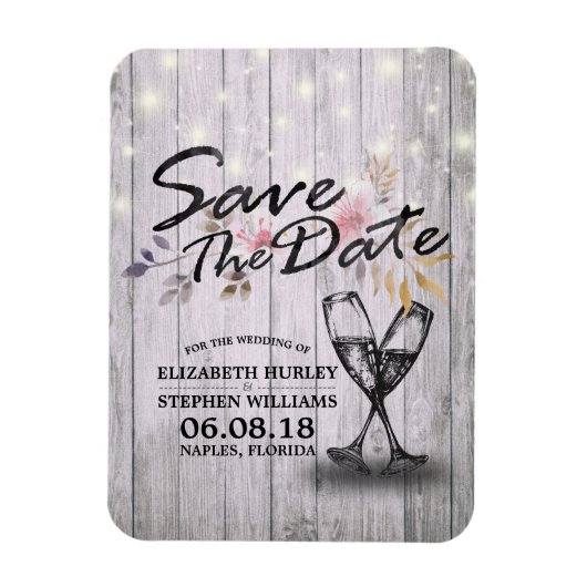 Hochzeit speichern Sie das Datum Champagner Glass  Magnet (Vertikal)