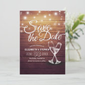 Hochzeit speichern Sie das Datum Champagner Glass Save The Date (Stehend Vorderseite)