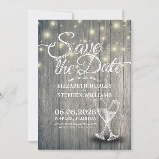 Hochzeit speichern Sie das Datum Champagner Glass Save The Date (Vorderseite)