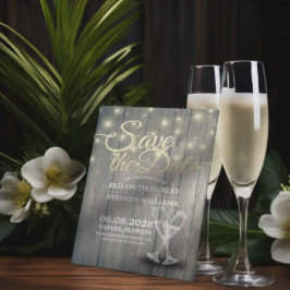 Hochzeit speichern Sie das Datum Champagner Glass Save The Date