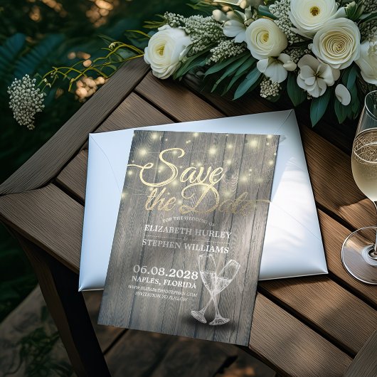 Hochzeit speichern Sie das Datum Champagner Glass Save The Date