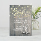 Hochzeit speichern Sie das Datum Champagner Glass  Save The Date (Stehend Vorderseite)