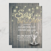 Hochzeit speichern Sie das Datum Champagner Glass  Save The Date (Vorne/Hinten)
