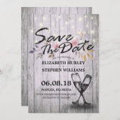 Hochzeit speichern Sie das Datum Champagner Glass  Save The Date (Vorne/Hinten)