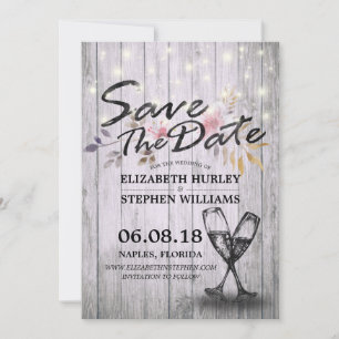Hochzeit speichern Sie das Datum Champagner Glass Save The Date