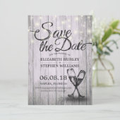 Hochzeit speichern Sie das Datum Champagner Glass Save The Date (Stehend Vorderseite)