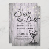 Hochzeit speichern Sie das Datum Champagner Glass Save The Date (Vorne/Hinten)