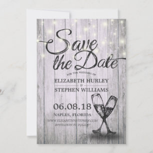 Hochzeit speichern Sie das Datum Champagner Glass Save The Date
