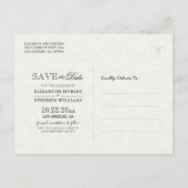 Hochzeit speichern Sie das Datum Chic Blue Gold Bl Ankündigungspostkarte (Rückseite)