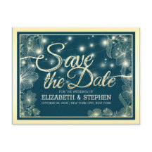 Hochzeit speichern Sie das Datum Chic Blue Gold Bl