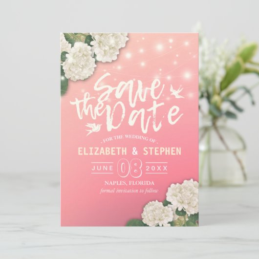 Hochzeit speichern Sie das Datum chic Hydrangea St Save The Date (Stehend Vorderseite)