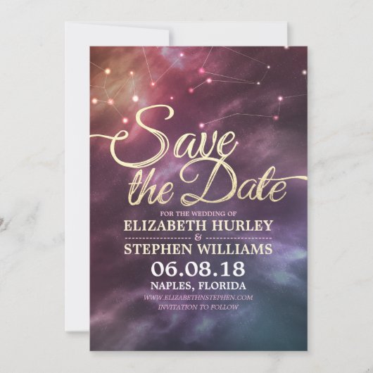 Hochzeit speichern Sie das Datum Chic Star Sky Ste Save The Date (Vorderseite)