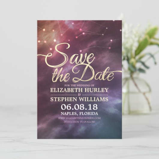 Hochzeit speichern Sie das Datum Chic Star Sky Ste Save The Date (Stehend Vorderseite)
