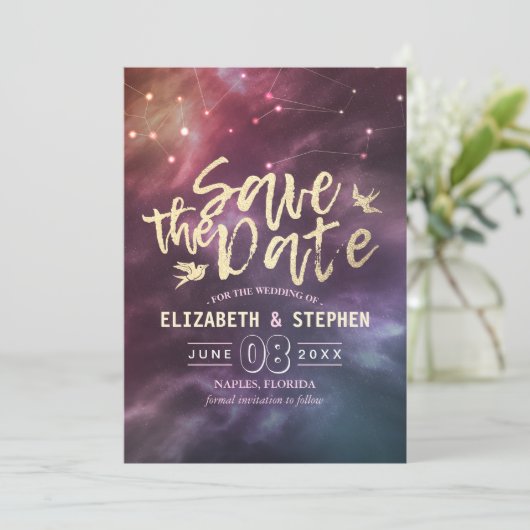 Hochzeit speichern Sie das Datum Chic Star Sky Ste Save The Date (Stehend Vorderseite)