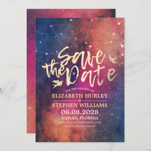 Hochzeit speichern Sie das Datum Chic Star Sky Ste Save The Date (Vorne/Hinten)