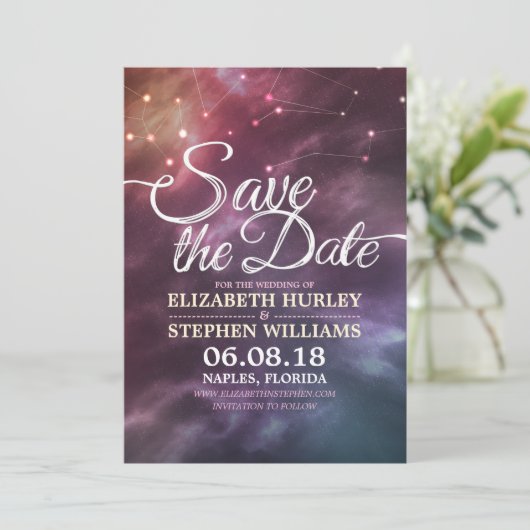 Hochzeit speichern Sie das Datum Chic Star Sky Ste Save The Date (Stehend Vorderseite)