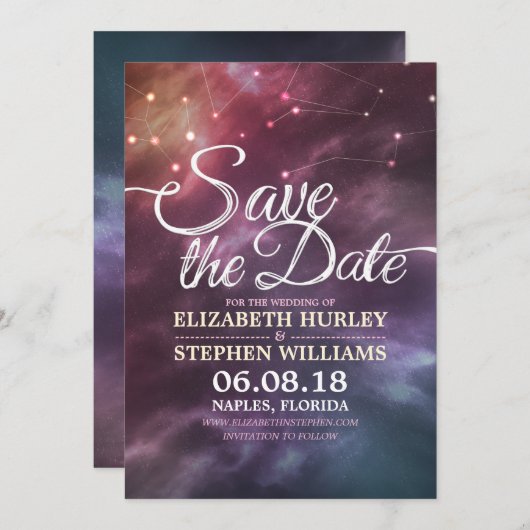 Hochzeit speichern Sie das Datum Chic Star Sky Ste Save The Date (Vorne/Hinten)