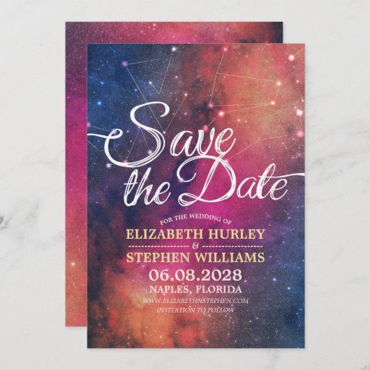 Hochzeit speichern Sie das Datum Chic Star Sky Ste Save The Date (Vorne/Hinten)