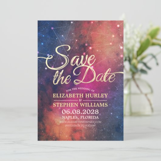 Hochzeit speichern Sie das Datum Chic Star Sky Ste Save The Date (Stehend Vorderseite)