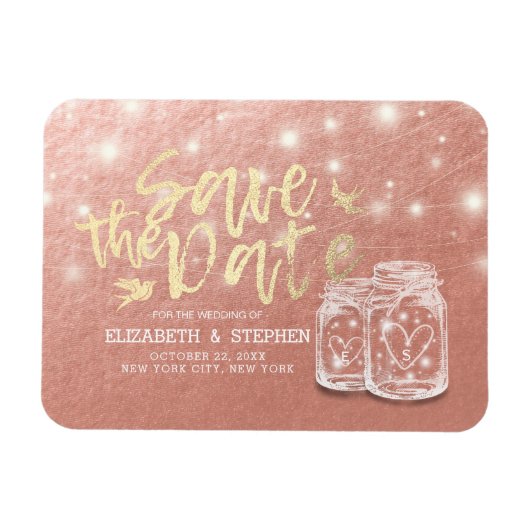 Hochzeit speichern Sie das Datum Couple Mason Jars Magnet (Horizontal)
