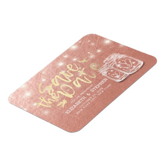 Hochzeit speichern Sie das Datum Couple Mason Jars Magnet (Linke Seite)