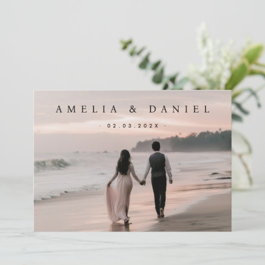 Hochzeit speichern Sie das Datum der benutzerdefin Einladung (Stehend Vorderseite)