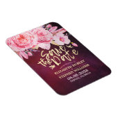 Hochzeit speichern Sie das Datum der Blumenfeather Magnet (Rechte Seite)