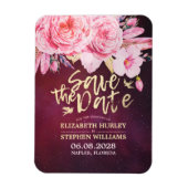 Hochzeit speichern Sie das Datum der Blumenfeather Magnet (Vertikal)