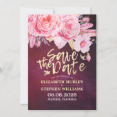 Hochzeit speichern Sie das Datum der Blumenfeather Save The Date (Vorderseite)