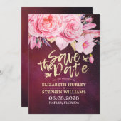 Hochzeit speichern Sie das Datum der Blumenfeather Save The Date (Vorne/Hinten)