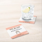 Hochzeit speichern Sie das Datum der Einladung ros Rechteckiger Pappuntersetzer (Vor Ort)