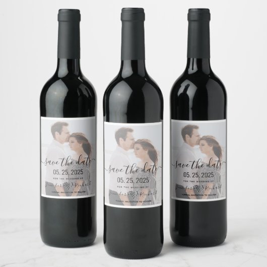 Hochzeit speichern Sie das Datum der Einladung Weinetikett (Flaschen)