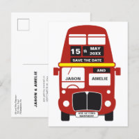 Hochzeit speichern Sie das Datum des Londoner Buss