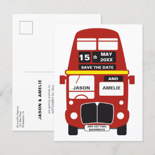 Hochzeit speichern Sie das Datum des Londoner Buss Ankündigungspostkarte