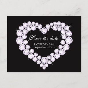 Hochzeit speichern Sie das Datum Diamanten in eine Ankündigungspostkarte