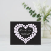 Hochzeit speichern Sie das Datum Diamanten in eine Ankündigungspostkarte (Stehend Vorderseite)