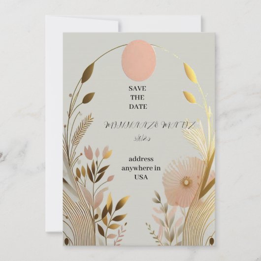 Hochzeit speichern Sie das Datum einfache rosa Gol Einladung (Vorderseite)