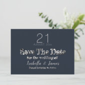 Hochzeit speichern Sie das Datum Elegant Navy Blue Save The Date (Stehend Vorderseite)