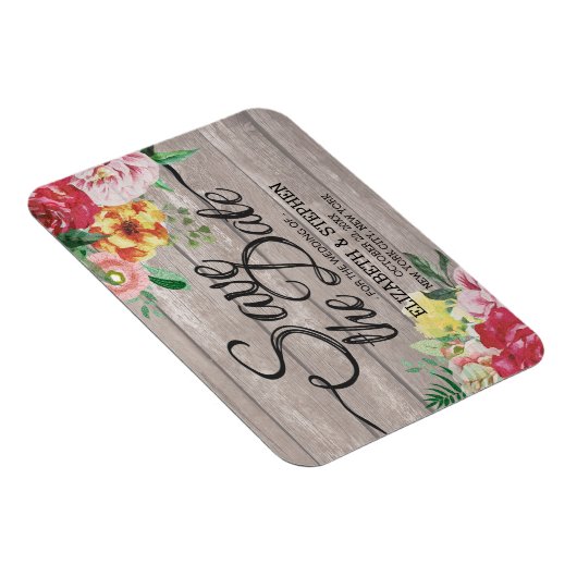 Hochzeit speichern Sie das Datum Elegante Blume Ru Magnet (Rechte Seite)