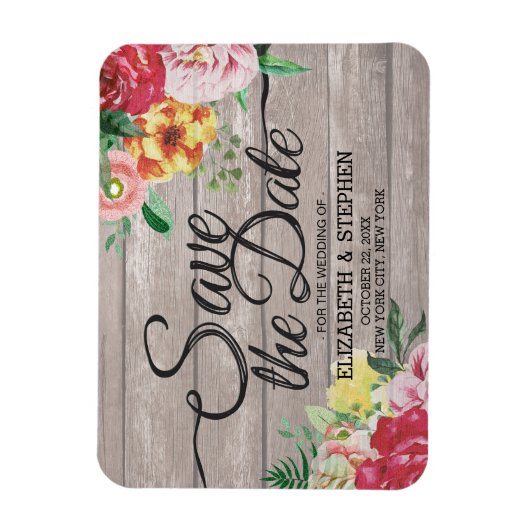 Hochzeit speichern Sie das Datum Elegante Blume Ru Magnet (Vertikal)