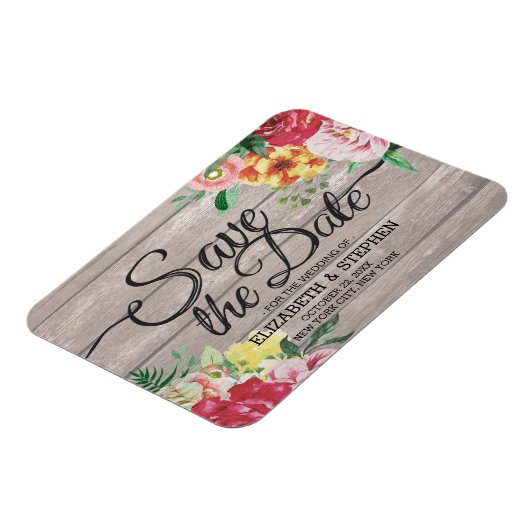 Hochzeit speichern Sie das Datum Elegante Blume Ru Magnet (Linke Seite)