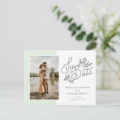 Hochzeit Speichern Sie das Datum Foto Skript botan Postkarte (Stehend Vorderseite)