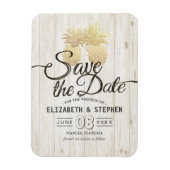 Hochzeit speichern Sie das Datum Gold Ananas Rusti Magnet (Vertikal)