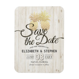 Hochzeit speichern Sie das Datum Gold Ananas Rusti Magnet