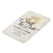 Hochzeit speichern Sie das Datum Gold Ananas Rusti Magnet (Linke Seite)