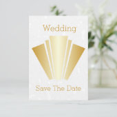 Hochzeit speichern Sie das Datum Gold Art Deco Des Einladung (Stehend Vorderseite)