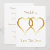 Hochzeit speichern Sie das Datum Gold Hearts Save The Date (Vorne/Hinten)