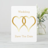 Hochzeit speichern Sie das Datum Gold Hearts Save The Date (Stehend Vorderseite)