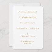 Hochzeit speichern Sie das Datum Gold Hearts Save The Date (Rückseite)